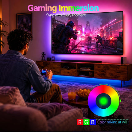 9.8FT RGBIC TV LED Backlight Strip for 32-43 Inch TVs Music Sync Bluetooth App Control