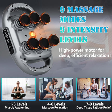 6 Head Massage Gun Deep Tissue 9 Modes Full Body Muscle Relief Tool