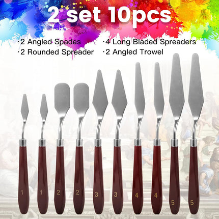 10PCS Stainless Steel Palette Knife Set – Flexible Painting & Color Mixing Tools