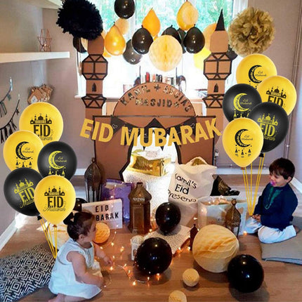 20PCS Eid Mubarak Latex Balloons Festive Print Party Decorations