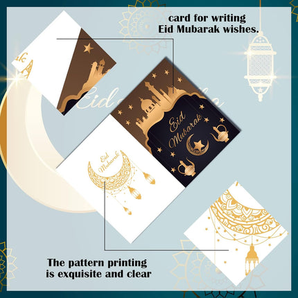 20PCS Eid Mubarak Greeting Cards with Envelopes & Stickers Ramadan Cards