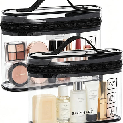 2PCS TSA Approved Toiletry Bag – Clear Travel Makeup & Cosmetic Organizer Bags