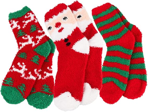 Christmas Fuzzy Socks for Women – Warm & Cozy Slipper Socks Holiday Gift
