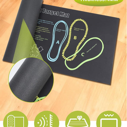 Large Squat Target Mat – 4mm Thick Exercise Mat with Foot Positioning Guide
