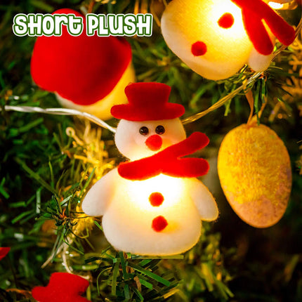Christmas Snowman String Lights – 10 LEDs Plush 5.4ft Battery Powered