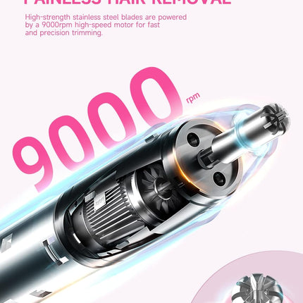 Rechargeable Ear & Nose Hair Trimmer 2026 – Painless, Dual-Edge Blades, Pink