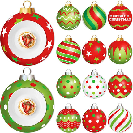 120PCS Christmas Paper Placemats Disposable Set – Red & Green Candy Cane Elf Round Designs