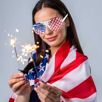 12 Pairs Red White Blue American Flag Glasses Independence Day Decor