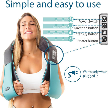 Shiatsu Neck and Back Massager with Heat Deep Kneading Full Body Massage Pad