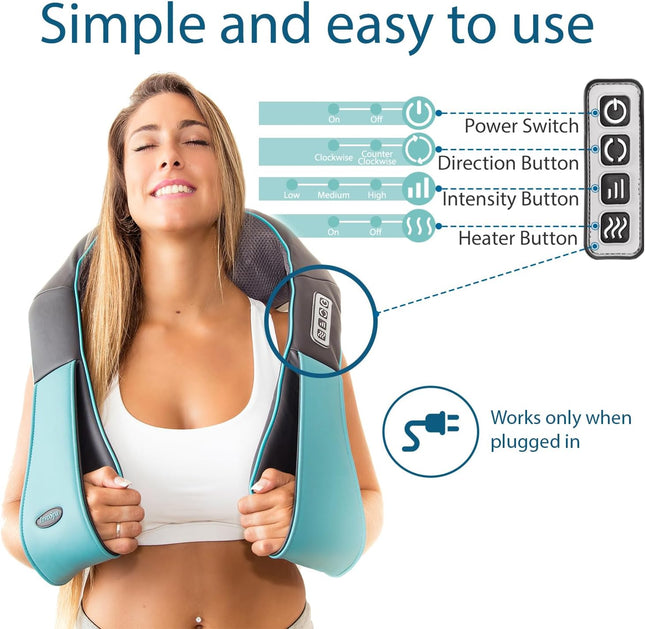 Shiatsu Neck and Back Massager with Heat Deep Kneading Full Body Massage Pad