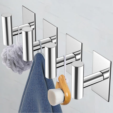 2 Pack Waterproof Towel Hooks – Heavy Duty Sticky Holder, Chrome Wall Mount