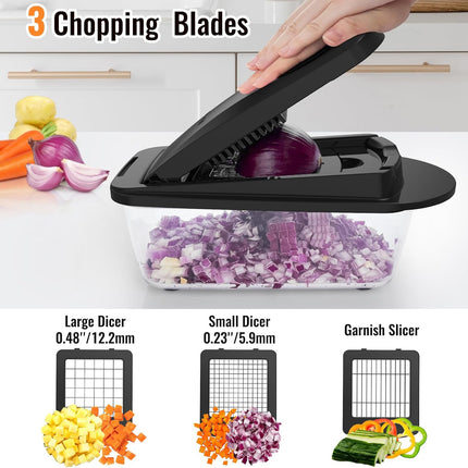 Vegetable Chopper 8 Blade Mandoline Slicer Food Cutter with Container Black