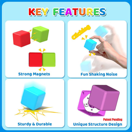 Magnetic Building Blocks – Large 1.65" Stacking Cubes for Toddlers 1–3 (12PCS)