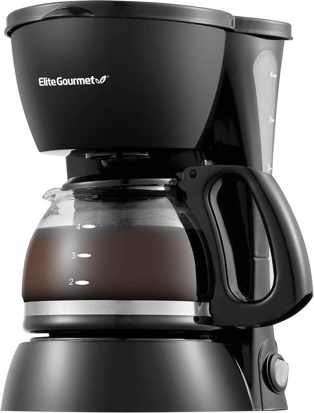 4-Cup Drip Coffee Maker – Pause & Serve, Reusable Filter, Keep Warm, Black