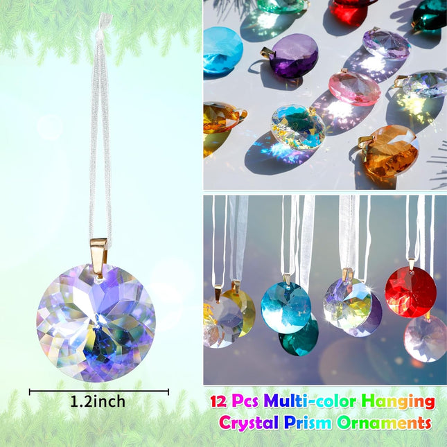 16PCS Crystal Glass Christmas Ornaments, Mini Colorful Balls for Xmas Tree Decorations