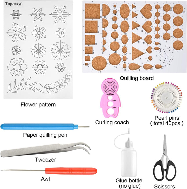 15 PCS Paper Quilling Kit 29 Colors 600 Strips DIY Craft Handcraft Tool Set
