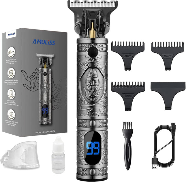 Men’s Beard & Hair Trimmer, Zero-Gap T-Blade Clipper, 180-Min Runtime, All-Metal Body