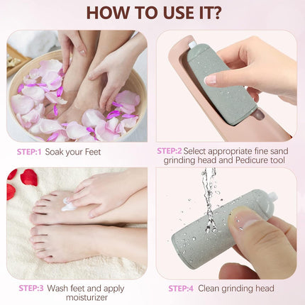 12-in-1 Electric Foot Callus Remover, Rechargeable Pedicure Kit for Dry Skin & Feet Care