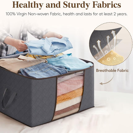 6-Pack Foldable Storage Bins – Clothes & Blanket Organizer with Lids, Clear Window