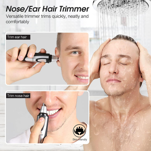 Ear & Nose Hair Trimmer – Waterproof, Dual Blades, Battery-Operated, Black