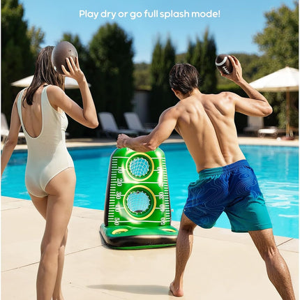 Inflatable Pool Football Toss Game with 4 Balls 2 Pumps Summer Family Fun