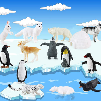 14 PCS Arctic Animal Figures – Mini Polar Animal Toys Set for Kids