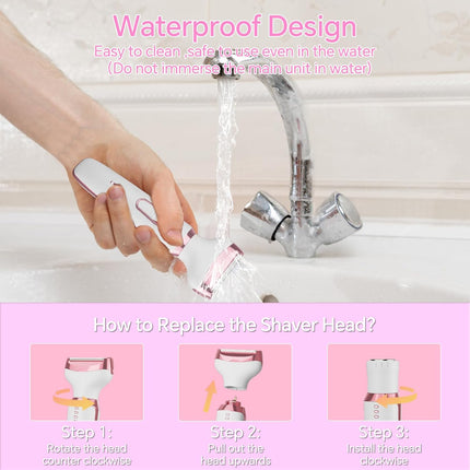 4-in-1 Women Electric Razor Bikini Trimmer Wet Dry Face Body Pubic Hair Shaver