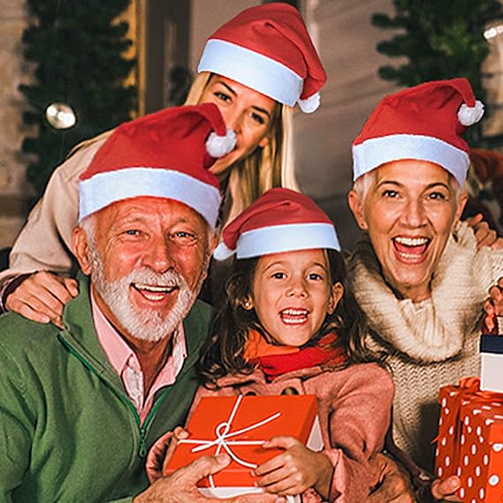Santa Hats Bulk for Adults – Plus Size Red Christmas Hats for Men & Women