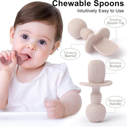 2-Pack Divided Toddler Plates with Suction, Silicone Feeding Set with Utensils, BPA-Free