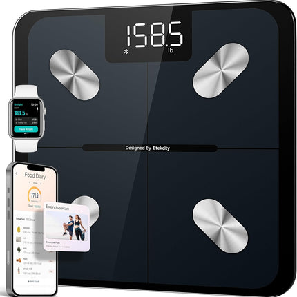 Smart Body Weight Scale: Bluetooth Digital Scale BMI, Body Fat, Muscle Mass & LED Display