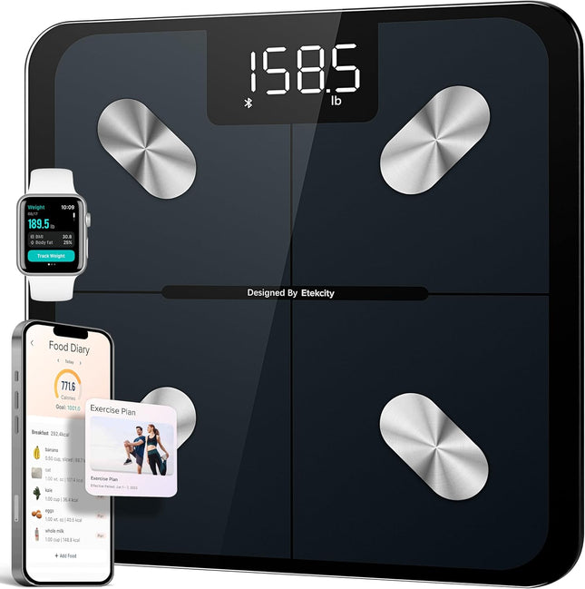 Smart Body Weight Scale: Bluetooth Digital Scale BMI, Body Fat, Muscle Mass & LED Display