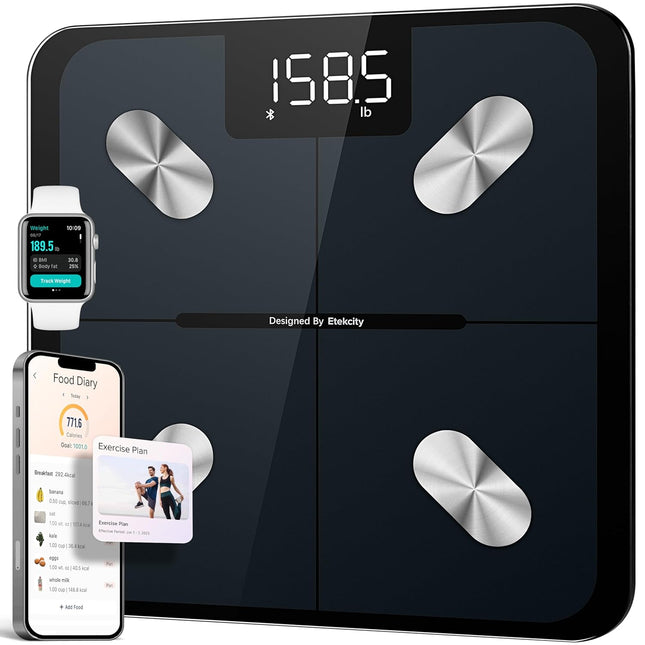 Smart Bathroom Scale with Body Fat Muscle Mass and Bluetooth Sync