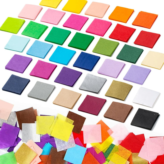 5400 Pcs 1-Inch Tissue Paper Squares for Crafts, 36 Assorted Colors Non-Bleeding Paper