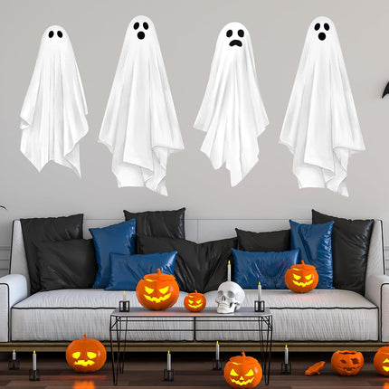 2-Sheet Extra Large Watercolor Ghost Wall Stickers, 35.4x11.8in Halloween Decor