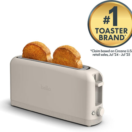 2-Slice Slim Toaster, 10" Slot, 6 Shade Settings, Reheat & Cancel, Oatmilk