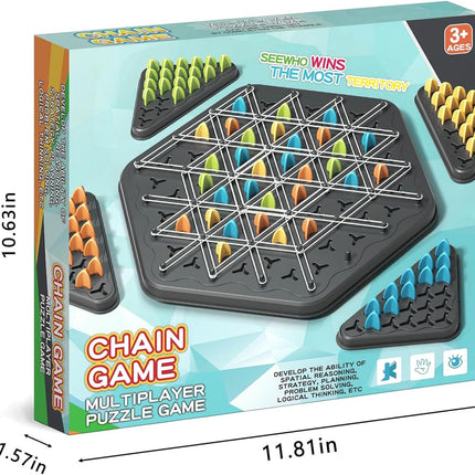 Chain Triangle Chess Game – Rubber Band Geoboard, Strategy Board Game