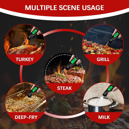 Digital Meat Thermometer – IP67 Waterproof, Backlight, Hold & Calibration