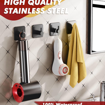 5 Pack Heavy Duty Adhesive Wall Hooks 22lb Stainless Steel Waterproof Bathroom