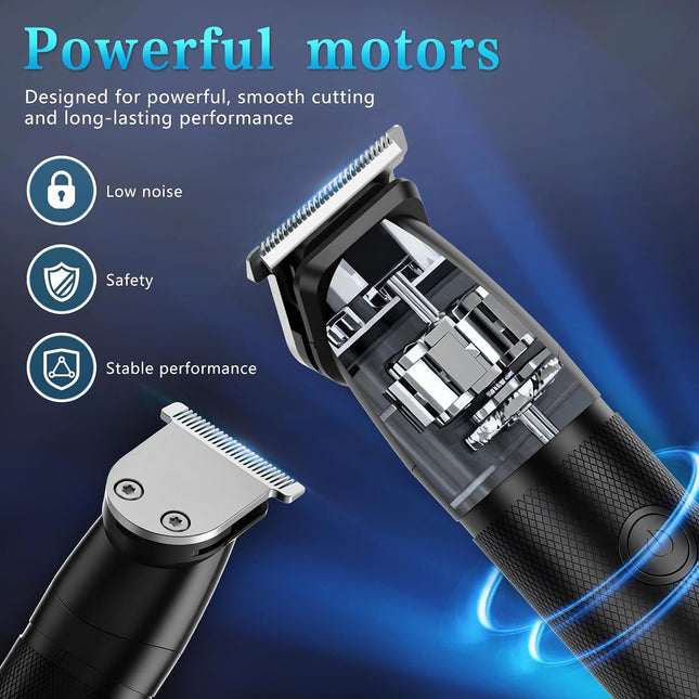 6-in-1 Manscape Body & Beard Trimmer for Men, Waterproof Rechargeable Grooming Kit, Type-C Dock