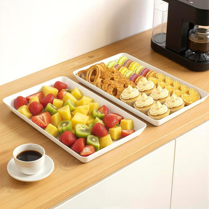 4 Pc Plastic Serving Trays Party Snack Fruit Platter Kitchen Organizer