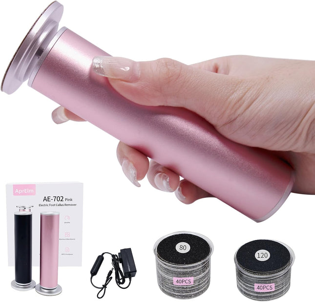 Electric Foot Callus Remover with 80 Sandpaper Discs, 4.8" Long Foot File