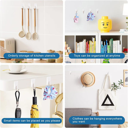 24 Pack Small Adhesive Hooks, Damage Free Wall Hangers with Adhesive Strips