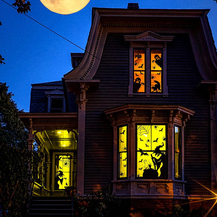 Large Halloween Window Clings, Scary Witch Silhouette Stickers for Window Decor