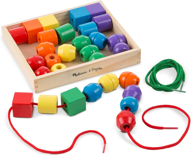 Wooden Lacing Beads Educational Toy for Kids 3+ Fine Motor Skills Practice