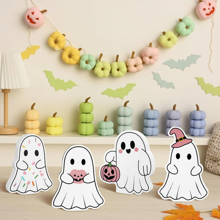 2-Sheet 3.3FT Pink Halloween Ghost Window Clings, Bat Cat Pumpkin Decals