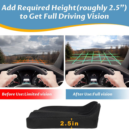 Heightening Car Seat Cushion for Better View, Lower Back Support for Long Trips