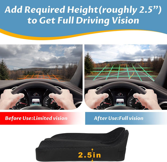 Heightening Car Seat Cushion for Better View, Lower Back Support for Long Trips