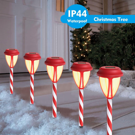 10Pack Solar Candy Cane Garden Lights, Outdoor Solar Powered Xmas Pathway Markers