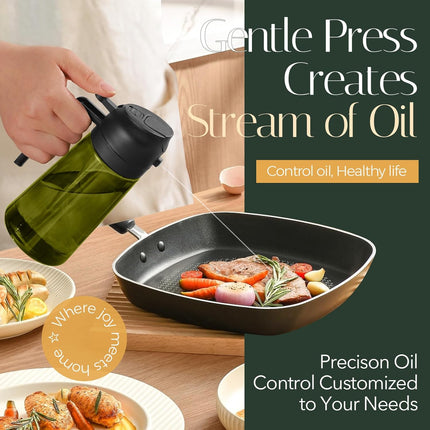 16oz Dark Oil Sprayer Bottle 2 in 1 Olive Oil Dispenser Mister for Kitchen