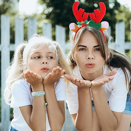 2PCS Christmas Reindeer Antler Headbands – Plush Costume Hairbands